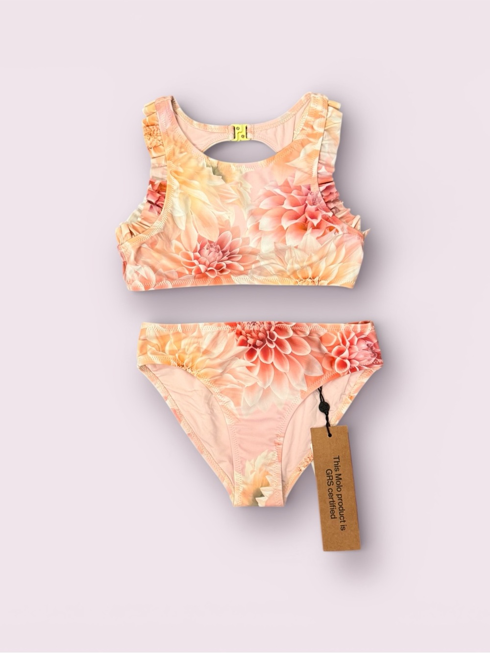 Molo Peach Floral Girls Two-Piece Swim Bikini